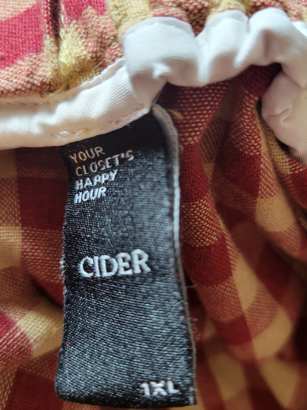 Cider Burgundy and Cream Gingham Tiered Midi Skirt - Picture 5 of 6